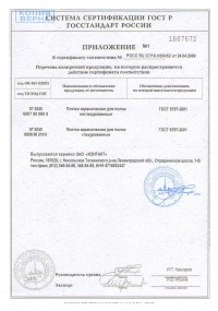 Сертификат соответствия плитка для пола (приложение)